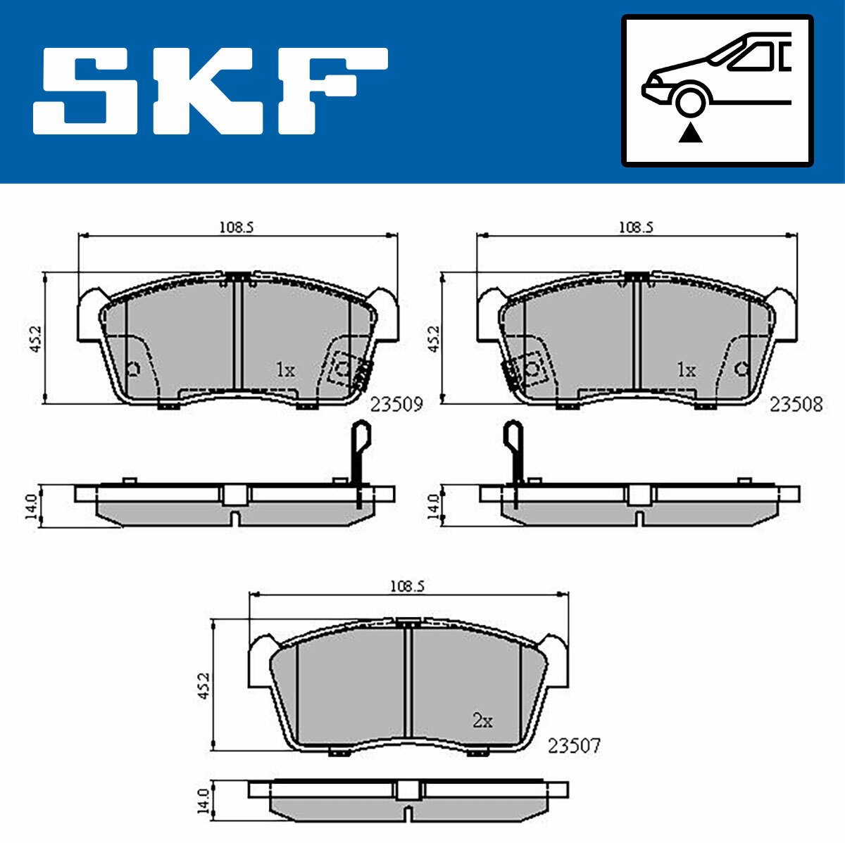 Sada brzdových platničiek kotúčovej brzdy SKF